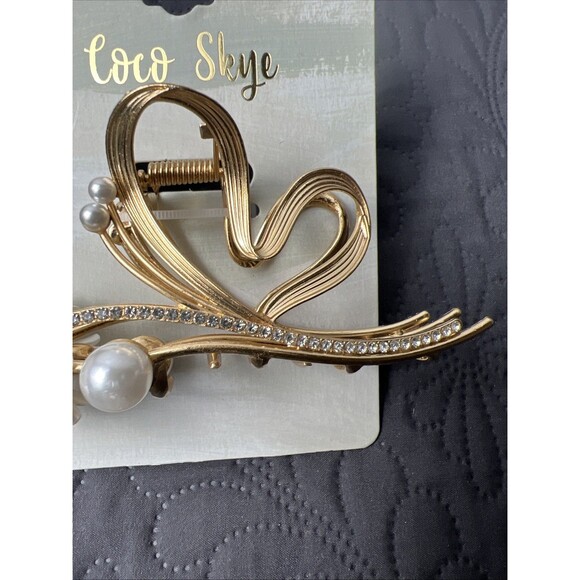 Coco Skye Faux Pearl Opal Flower ,Metal Hair Claw,Hair Claw Clips For Thick Hair - Picture 4 of 6